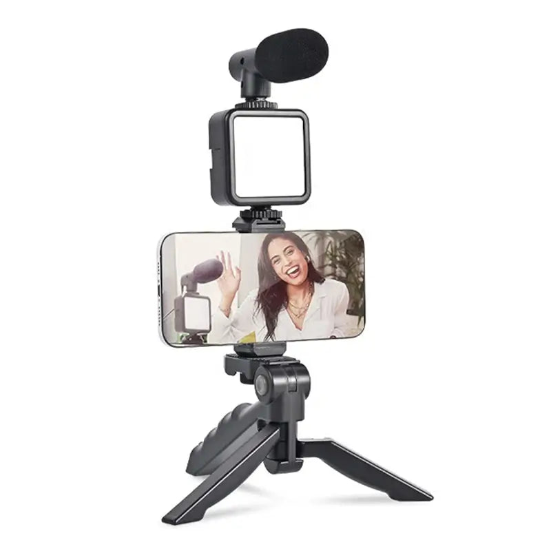 CreatorPro Vlogging Kit – Mini Tripod, Mic & LED Light for Smartphones
