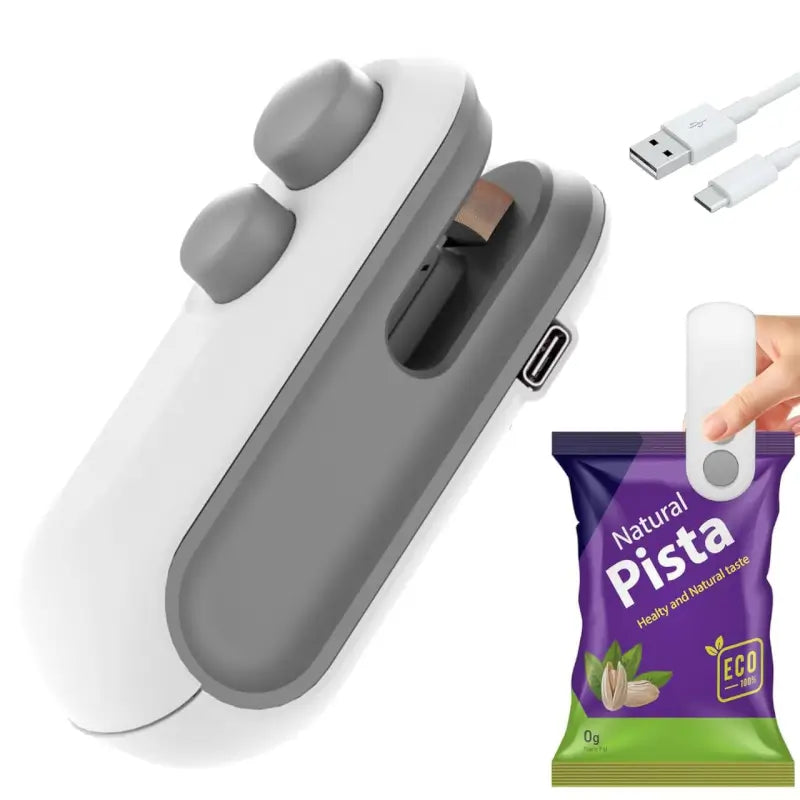 Portable Mini Bag Sealing Machine | 2-in-1 Heat Sealer with Cutter | USB Rechargeable Handheld Packet Sealer | Food Storage & Snack Fresh Keeper