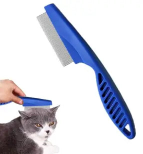 Pet Grooming Flea & Tick Remover Comb | Plastic Hair Cleaning Brush for Dogs & Cats | Lightweight Detangling Grooming Tool (Blue)