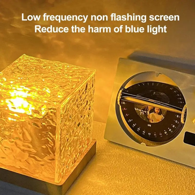 Ocean Wave LED Projector Lamp | 16 Color RGB Water Ripple Night Light | Crystal Cube Ambient Light with Remote Control (USB Powered)