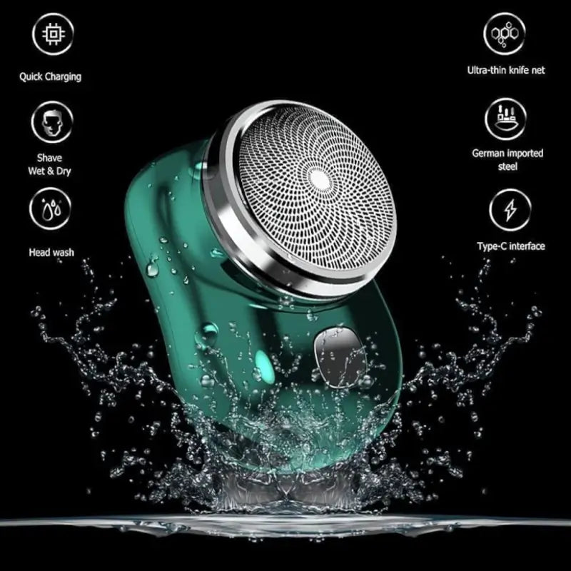 Mini Electric Shaver for Men | USB Rechargeable Pocket Beard Trimmer | Waterproof Portable Razor | 3D Floating Blade Grooming Tool