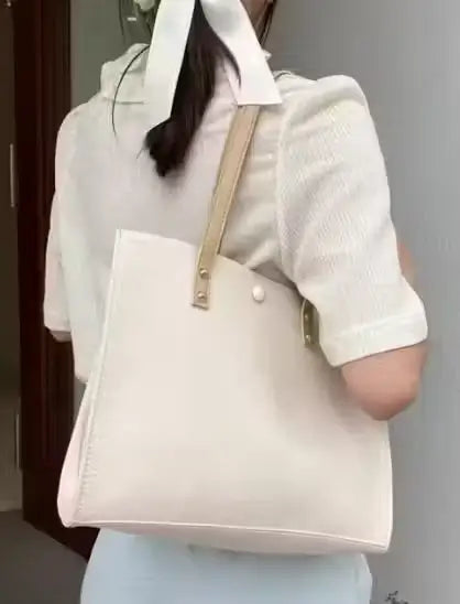 Girls Faux Leather Tote Bag | Stylish Lightweight Handbag | Single Compartment Everyday Shoulder Bag | Durable & Trendy