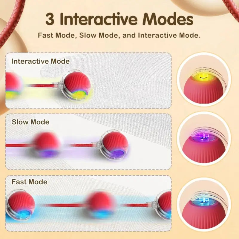 Smart Automatic Self-Moving Cat Toy Ball | USB Rechargeable Interactive Rolling Pet Toy | 3 Play Modes | Obstacle Avoidance for Cats & Small Dogs