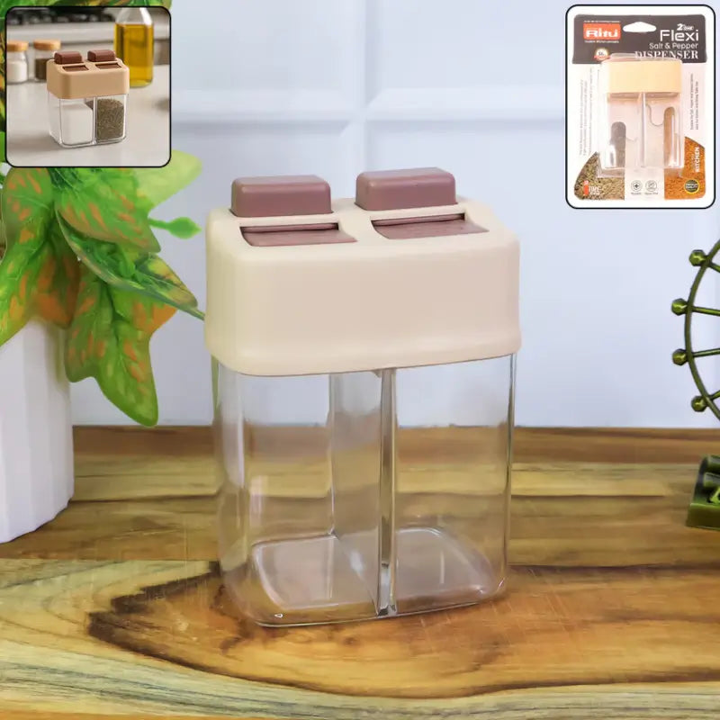 Premium 2-in-1 Salt & Pepper Dispenser | Dual Chamber Spice Shaker Container for Kitchen & Dining Table