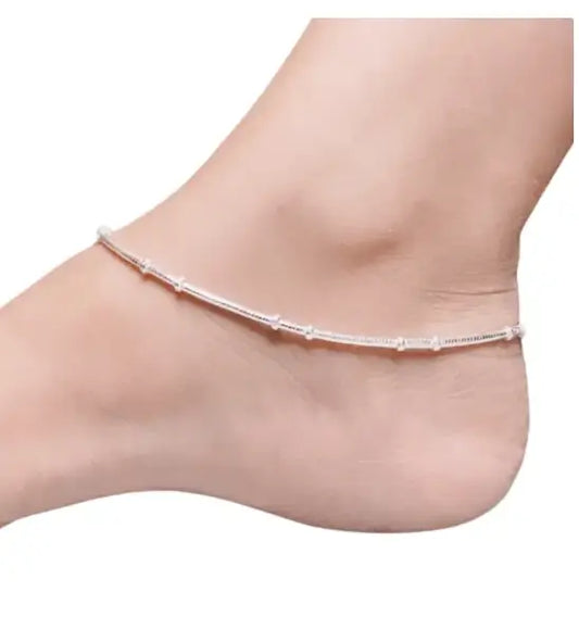Silver-Plated Anklet & Necklace Chain Combo (Pack of 2) | Alloy Payal & Chain Set | Free Size Non-Adjustable Fashion Jewellery
