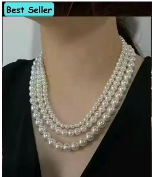 Elegant Multi-Layer Off-White Pearl Necklace | Adjustable Women’s Fashion Jewellery | Classic Party & Wedding Wear