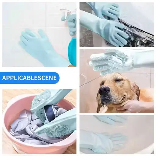 Silicone Pet Grooming Bath Glove | Hair Removal & Massage Brush for Dogs & Cats | Multi-Purpose Cleaning Scrubber | Soft & Flexible