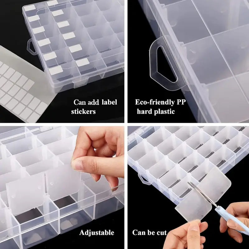 CrystalStore 36 Grid Organizer Box – Transparent Jewelry Storage with Adjustable Dividers
