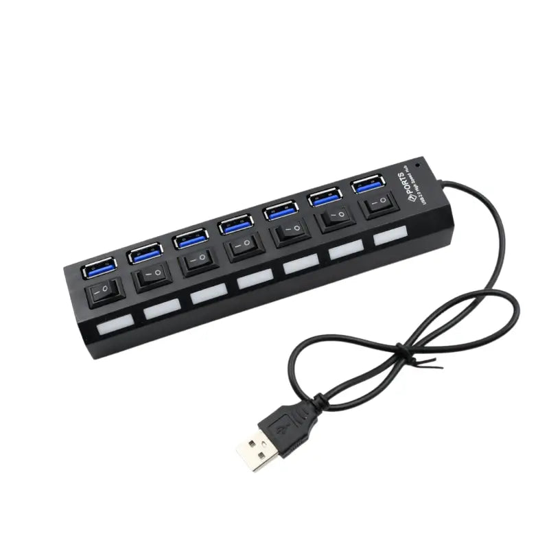 PowerHub 7-Port USB Splitter – Multi-Port USB Hub with On/Off Switch