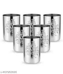 SteelSip Premium Stainless Steel Glass Set – Water & Juice Glasses (Pack of 6)