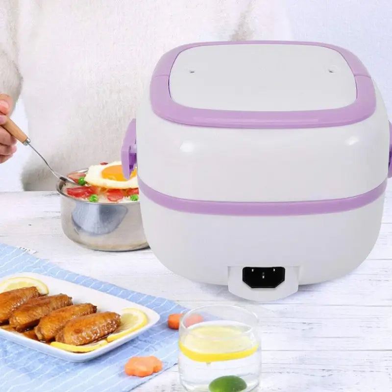 Electric Lunch Box | Portable Food Warmer with Stainless Steel Compartments | Heated Tiffin Box for Office, Travel & Home