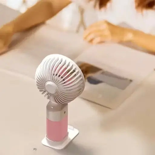 USB Rechargeable Handheld Fan | Portable Mini Fan with Stand | 3-Blade Cooling Fan | Compact Travel Fan