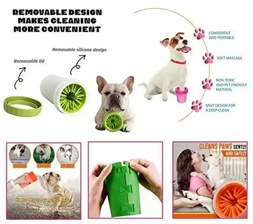 Portable Dog Paw Cleaner Cup | Soft Silicone Bristle Pet Foot Washer | Easy Clean Paw Cleaning Tool for Small & Medium Dogs