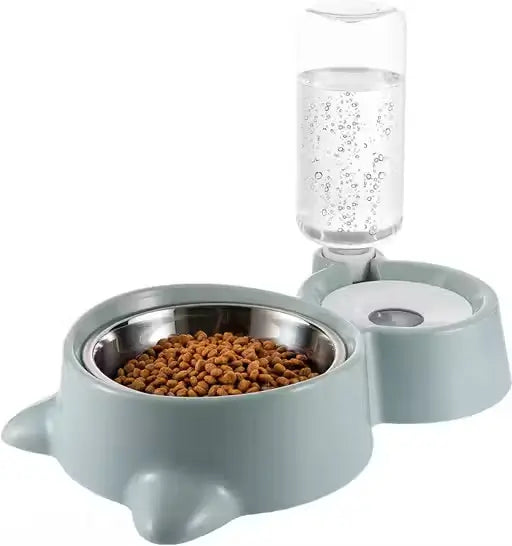 2-in-1 Automatic Pet Feeder Bowl with Water Dispenser | Stainless Steel Food Bowl | Anti-Slip Base | Feeding Set for Dogs & Cats
