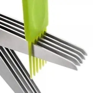 5-Blade Stainless Steel Herb Scissors | Multifunction Vegetable Cutter with Cleaning Comb | Kitchen & Office Shredding Tool