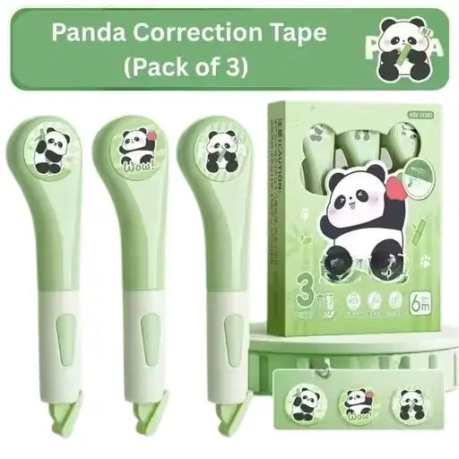 PandaFix Correction Tape Pens – Cute Panda Eraser Tape Set (Pack of 3)