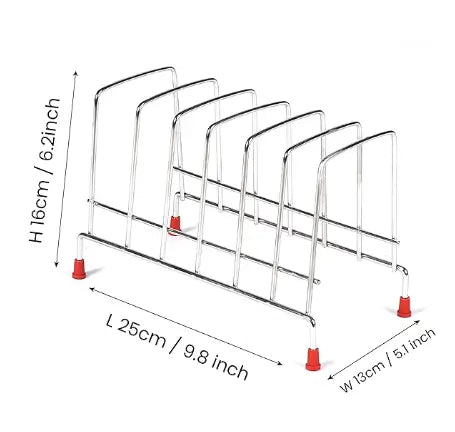 KitchenRack Stainless Steel Plate Stand – 7/8 Slot Dish Organizer