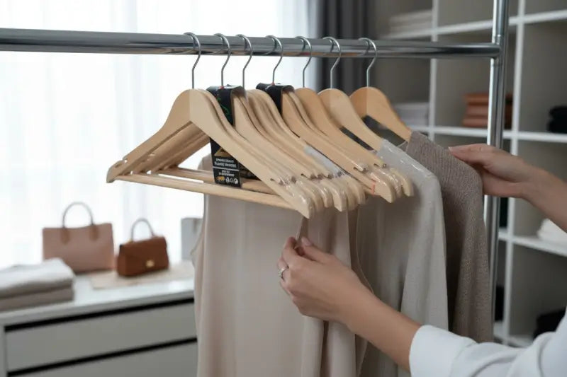 WoodStyle Slim Hangers Set – Pack of 6 Non-Slip Plastic Wardrobe Organizers