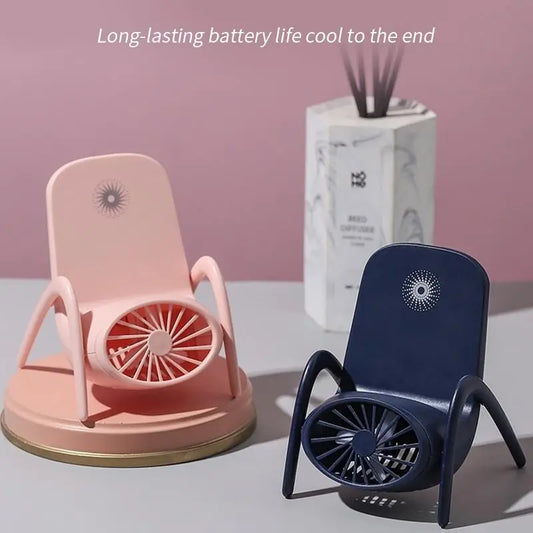 Portable Mobile Holder Fan | Handheld & Desk USB Rechargeable Personal Fan | 3-Speed Cooling Fan (Battery Not Included)