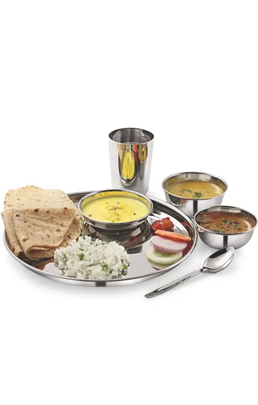 KIARAA Stainless Steel 24-Piece Dinner Set | Complete Dining Set for 4 | Plates, Bowls, Glasses, Spoons & Forks