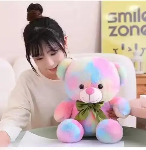 RainbowCuddle Teddy Bear – 35cm Multicolor Soft Plush Toy
