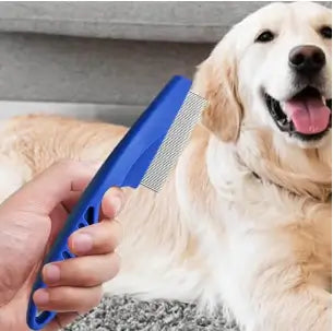 Pet Grooming Flea & Tick Remover Comb | Plastic Hair Cleaning Brush for Dogs & Cats | Lightweight Detangling Grooming Tool (Blue)