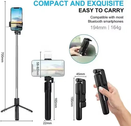 SnapPro Bluetooth Extendable Selfie Stick Tripod – Wireless Remote