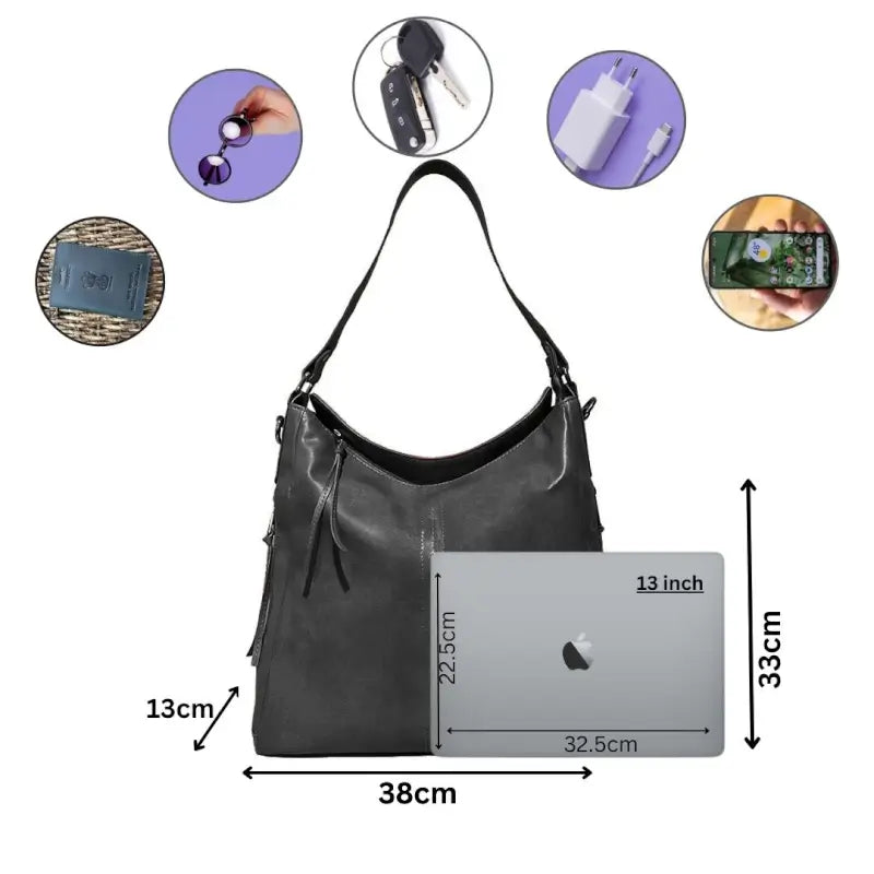 UrbanLuxe Vegan Leather Shoulder Bag – Spacious Water-Resistant Adjustable Strap