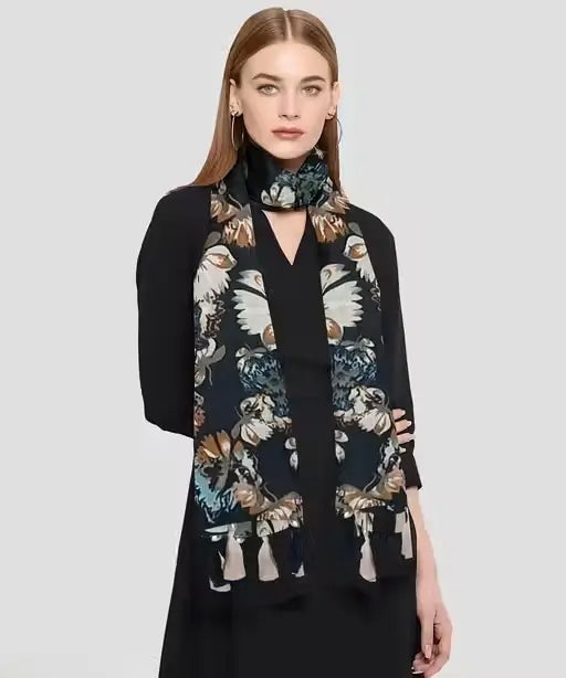 Pack of 2 Printed Chiffon Stoles for Women & Girls | Lightweight Glossy Scarves with Tassels | Stylish Travel-Friendly Wraps
