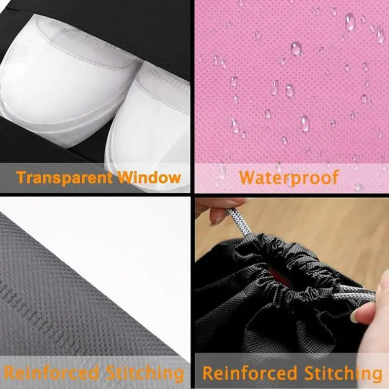 Portable Non-Woven Travel Shoe Storage Bag with Transparent Window (1 Pc)
