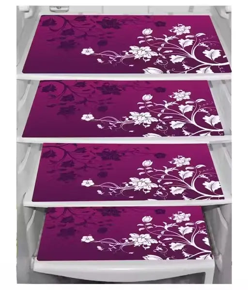 Revexo PVC Fridge Mats Set – Anti-Slip Refrigerator Organizer Mats (Pack of 4)