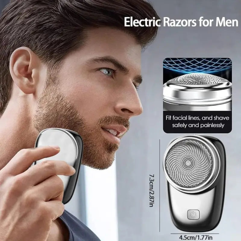 Mini Electric Shaver for Men | USB Rechargeable Pocket Beard Trimmer | Waterproof Portable Razor | 3D Floating Blade Grooming Tool