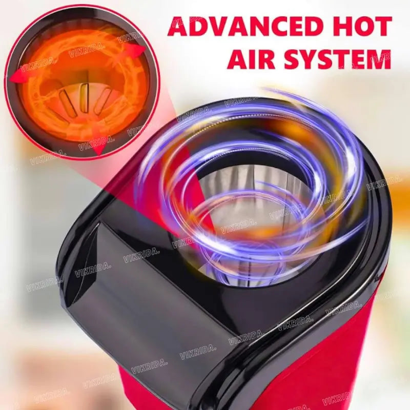 Electric Popcorn Maker | Hot Air Popper Machine | Oil-Free Healthy Snack Maker | Instant Corn Popper for Home | Compact Kitchen Appliance (Red)