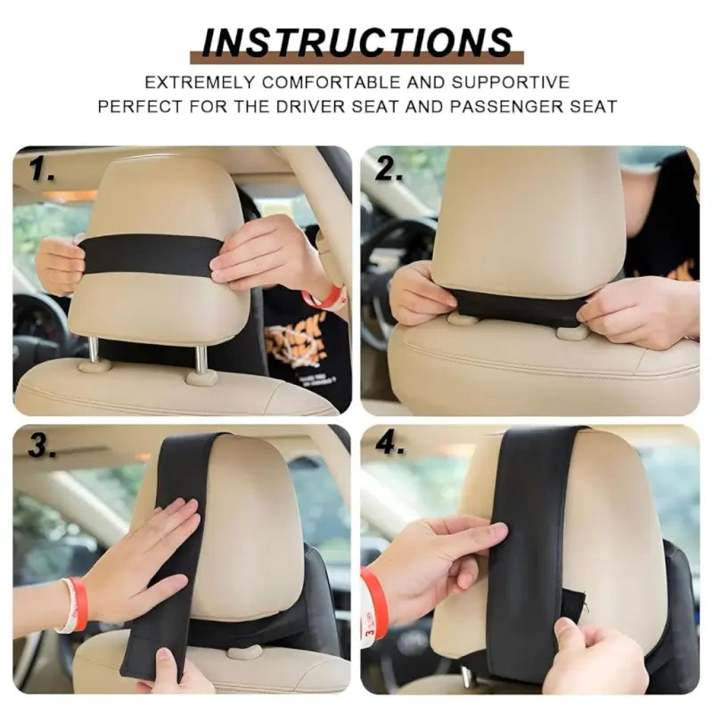 Memory Foam Car Headrest Neck Pillow | Ergonomic Cervical Support Cushion | Adjustable Strap | Breathable Washable Velvet Cover | Universal Fit