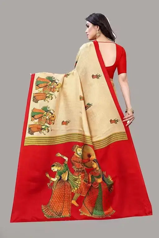 Women’s Designer Art Silk Printed Saree with Blouse Piece | Elegant Party & Wedding Wear | Free Size Lightweight Ethnic Saree