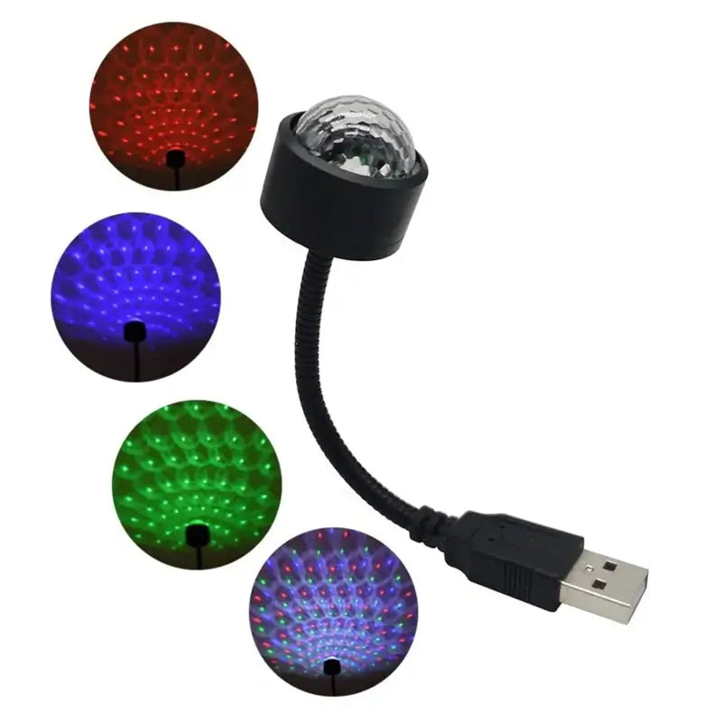 USB Star Night Light Projector | Mini Disco Ball Car & Room Ceiling Light | Flexible LED Atmosphere Lamp for Party & Bedroom