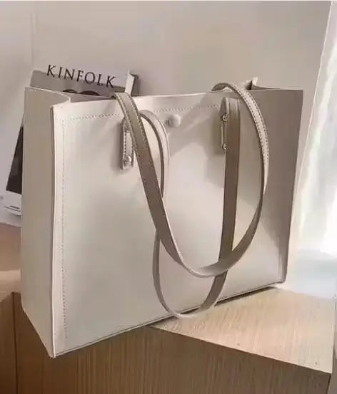 Girls Faux Leather Tote Bag | Stylish Lightweight Handbag | Single Compartment Everyday Shoulder Bag | Durable & Trendy