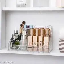16-Compartment Makeup Organizer – Plastic Vanity Storage for Cosmetics, Brushes, Perfume & Lipsticks