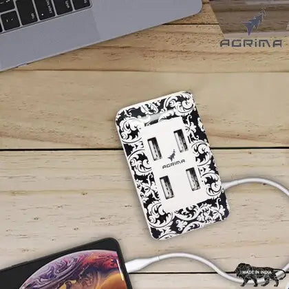 AGRiMA Designer Floral USB Hub | USB 2.0 Multi-Port Data Splitter | Compact & Stylish USB Hub for Laptop & Computer