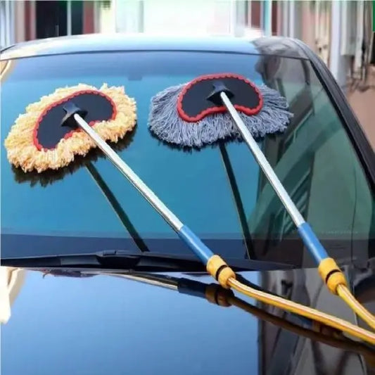 Car Washer Mop with Water Pipe Connector | Telescopic Long Handle Cleaning Brush | Microfiber & Soft Bristle Car Wash Tool | Scratch-Free Vehicle Cleaning